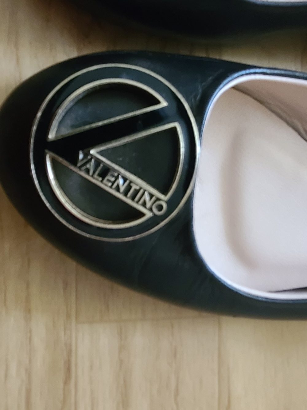 Valentino Black Women's Ballet Flat with Logo Medallion
